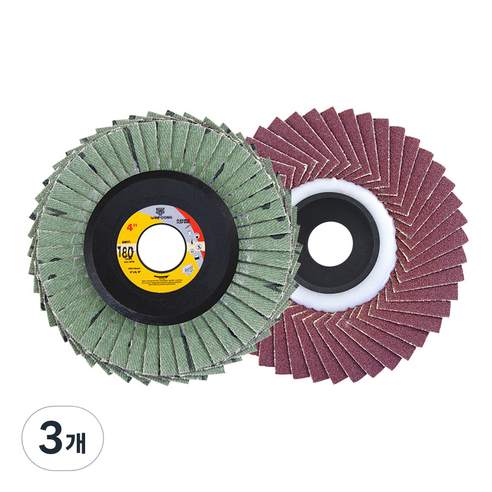 바벨롭 그라인더 사포날 해바라기 휠 페이퍼 100mm 180방, 3개