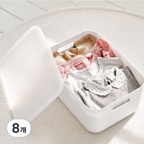 룸앤홈 애니 팬트리 수납박스, 화이트, M(260 x 365 x 160 mm), 8개