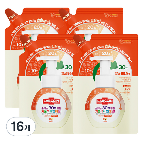 랩신 컬러체인징 핸드워시 복숭아향, 16개, 200ml