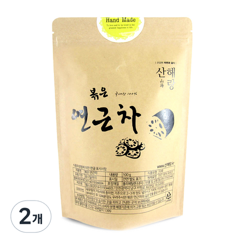 산해랑 수제 볶은 연근차, 100g, 2개