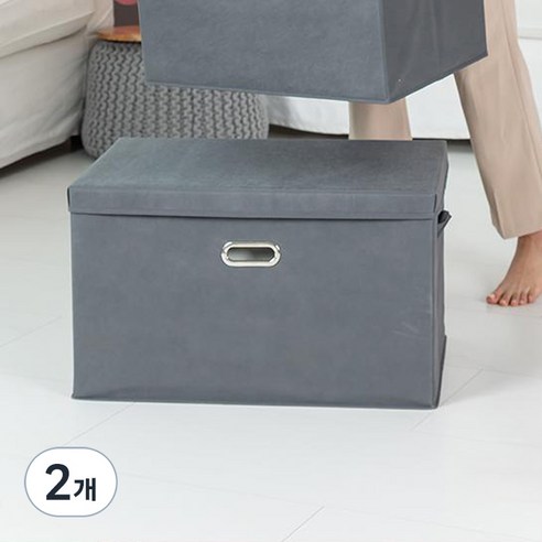 레토 접이식 패브릭 리빙 정리함 수납박스, 그레이, 81L, 2개