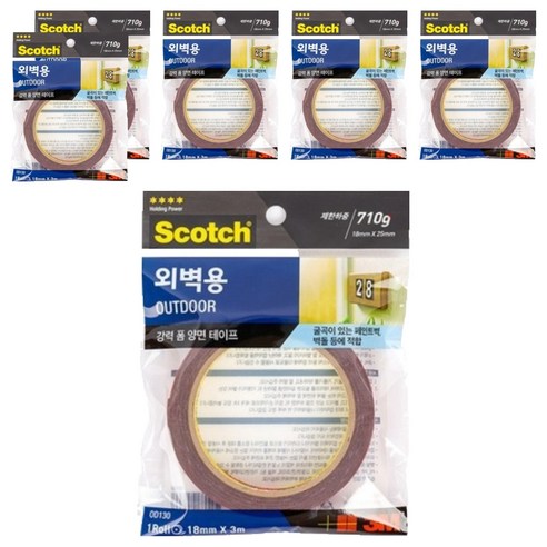3M 스카치 외벽용 폼 양면테이프 18mm x 3m, 6개