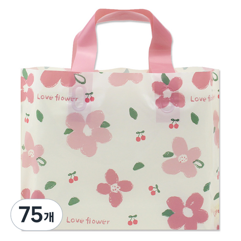 아이엔피 LDPE 손잡이 비닐백 대 40 x 30 cm, 09 핑크플라워, 75개