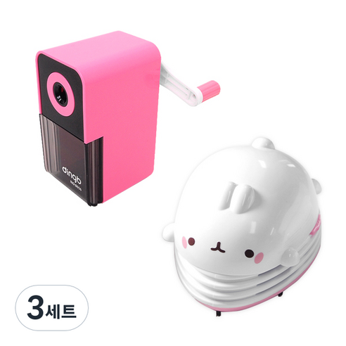 2단계 심조절 연필깎이 + 몰랑이 미니 청소기, 랜덤발송(연필깎이), 미니청소기(몰랑이), 3세트