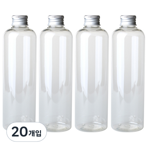 병도매닷컴 투명 음료용기 알루미늄 실버캡, 300ml, 4개