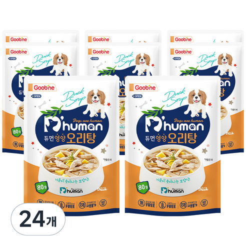 듀먼 영양 강아지 간식, 오리탕, 80g, 24개