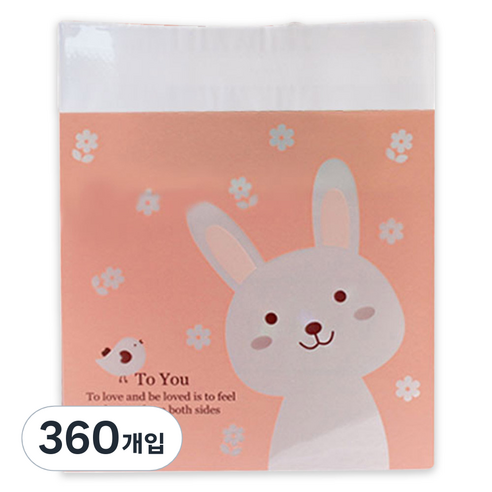 피크닉하우스 접착봉투, 360개입, 토끼