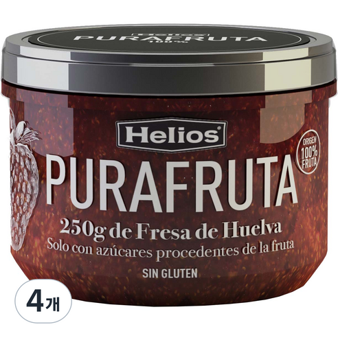헬리오스 퓨라푸르타 딸기잼, 250g, 4개