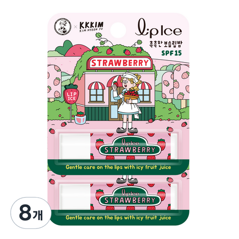 멘소래담 KKKIM 립아이스 립밤 3.5g, 스트로베리, 8개
