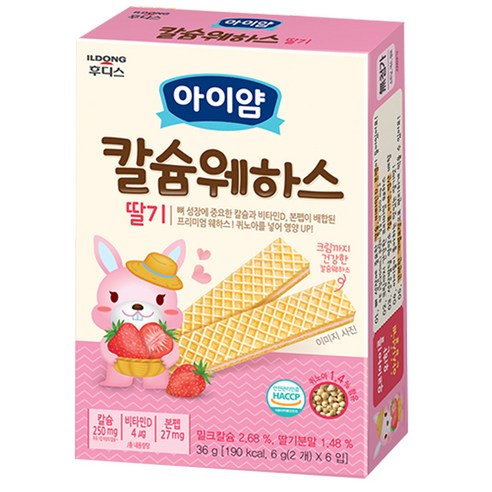 일동후디스 유아용 아이얌 칼슘 웨하스 6p, 딸기, 36g, 1개