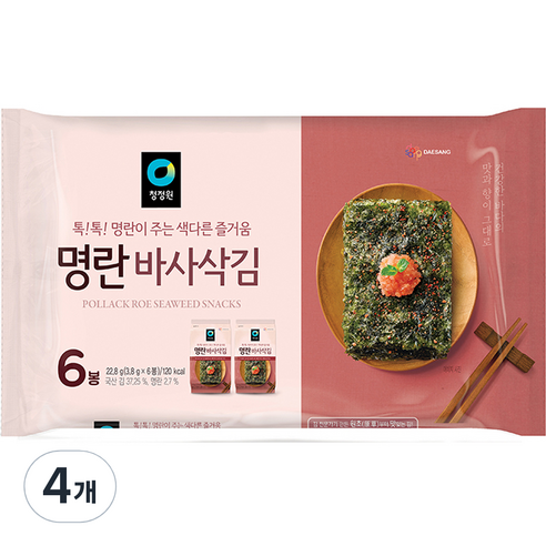 청정원 명란맛 바사삭김, 3.8g, 4개