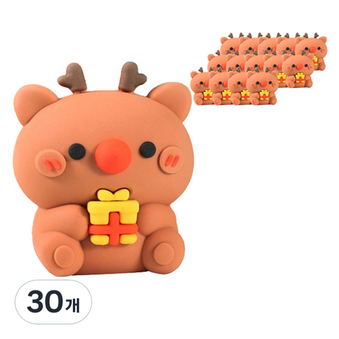 마켓감성 실리콘 캐릭터 연필깎이 루돌프, 30개