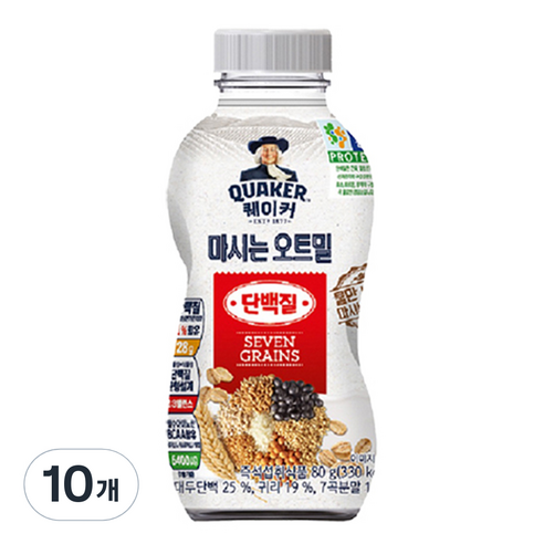 퀘이커 마시는 오트밀F 단백질2.0, 80g, 10개