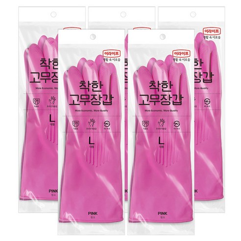 롯데이라이프 착한 고무장갑, 핑크, 대(L), 5세트