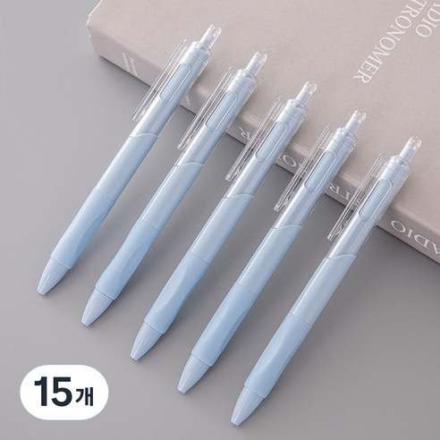 퀸코 심플 젤 볼펜 0.5mm, 블루, 15개