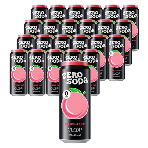 클룹 제로소다 탄산음료 복숭아, 24개, 500ml
