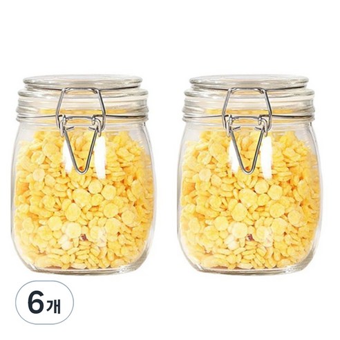 모노하임 다용도 밀폐 유리병 보관용기, 750ml, 6개