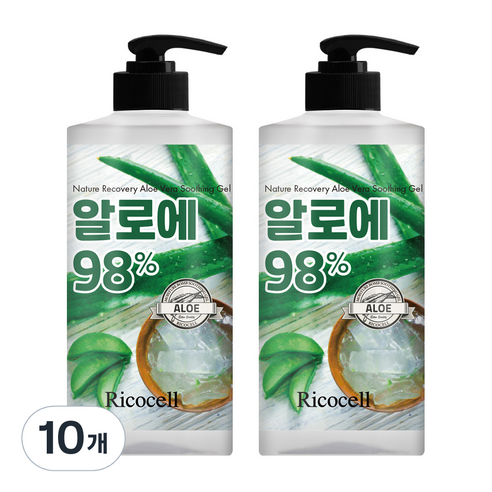 리코셀 네이처 리커버리 알로에 수딩 젤 이엑스, 1000ml, 10개