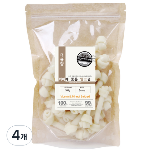 뉴트리오 강아지 치아에 좋은 껌, 우유, 340g, 4개