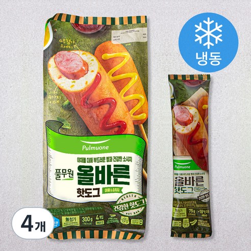 풀무원 올바른 핫도그 (냉동), 75g, 4개입, 4개