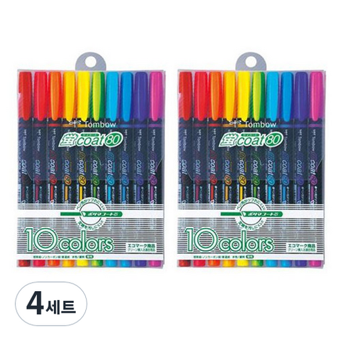 케이코트 톰보 코트 형광펜, 10색, 4세트