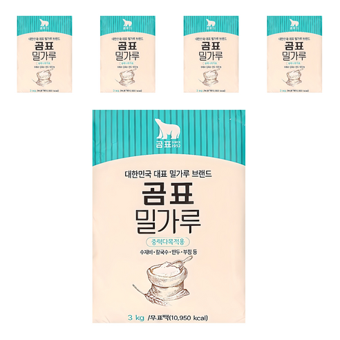 곰표 밀가루 중력다목적용, 3kg, 5개