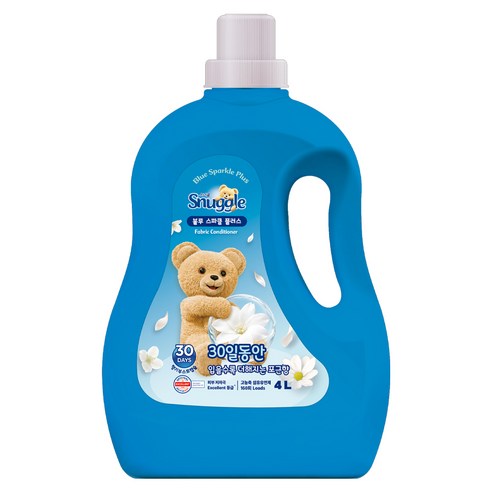 스너글 고농축 섬유유연제 블루 스파클 플러스 본품, 4L, 1개