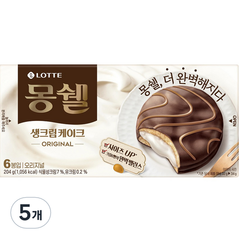 몽쉘 오리지널 생크림 케이크 6p, 204g, 5개