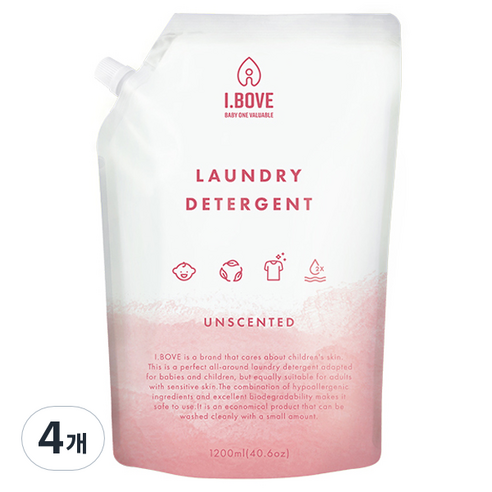 아이보브 베이직 고농축 무향 아기 세제 리필, 1200ml, 4개