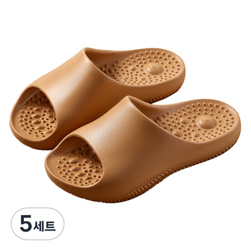 언헤브 스타일리쉬 지압 슬리퍼 세트 260, 02 브라운, 5세트