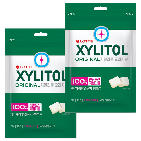 롯데자일리톨 오리지날 껌 리필, 97g, 2개