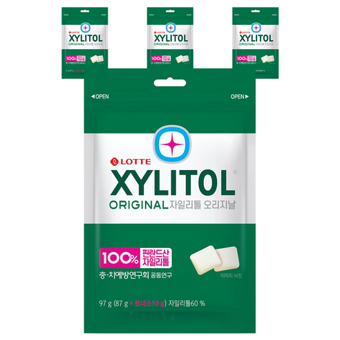 롯데자일리톨 오리지날 껌 리필, 97g, 4개