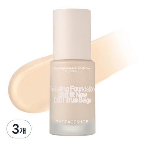 더페이스샵 잉크래스팅 파운데이션 슬림핏 뉴 15ml, C201 트루베이지, 3개