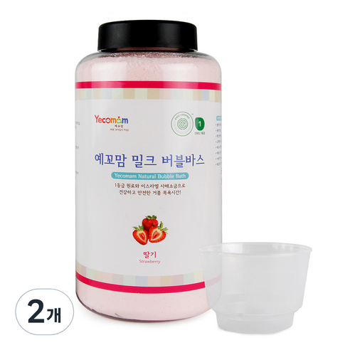 예꼬맘 밀크 버블바스 입욕제 딸기향 용기, 850g, 2개