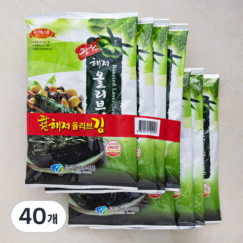 광천 해저 올리브 전장김, 40개, 23g