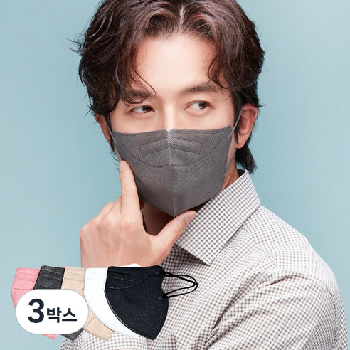 케이바이오 새부리형 컬러 황사마스크 KF94 대형, 50개입, 3개, 그레이