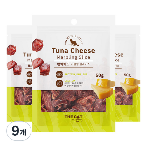 더캣 고양이 마블링 슬라이스 간식, 혼합맛(참치/치즈), 50g, 9개