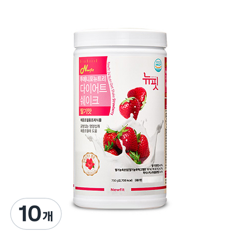 뉴핏 투에니포 뉴트리 다이어트 쉐이크 딸기맛, 750g, 10개