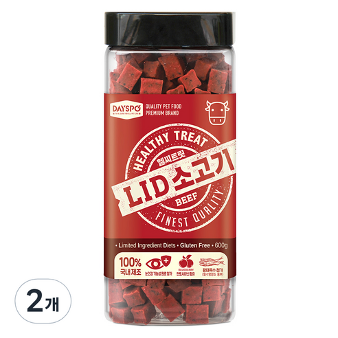 데이스포 강아지 헬시 트릿 LID 져키 간식, 소고기, 600g, 2개