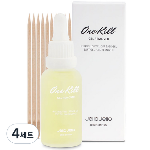 젤로젤로 필오프 베이스 전용 원킬 리무버, 30ml, 4개