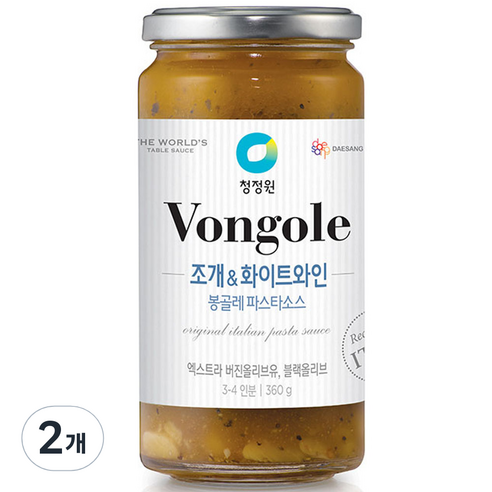 청정원 조개 앤 화이트와인 봉골레 파스타 소스, 360g, 2개