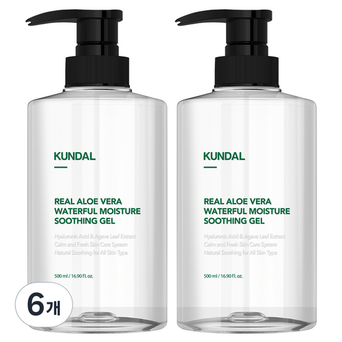 쿤달 리얼 알로에 베라 모이스처 수딩젤, 500ml, 6개