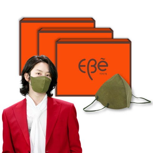 이비에 새부리형 슬림뷰티 컬러 4중필터 마스크 중형, 10개입, 3개, 카키