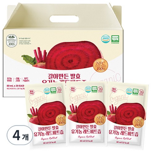 유기농마루 갈아만든 발효 레드비트즙, 80ml, 4개