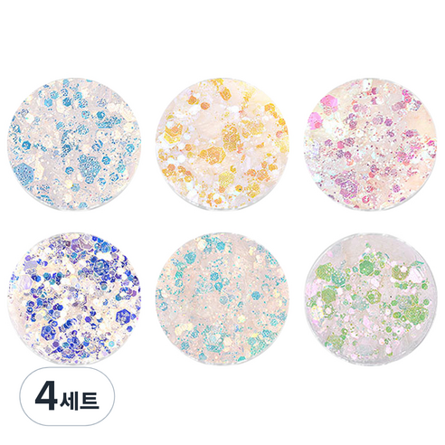 메이브라운 글라스 네일 고급 글리터 6종 세트 M10024, 혼합 색상, 4세트