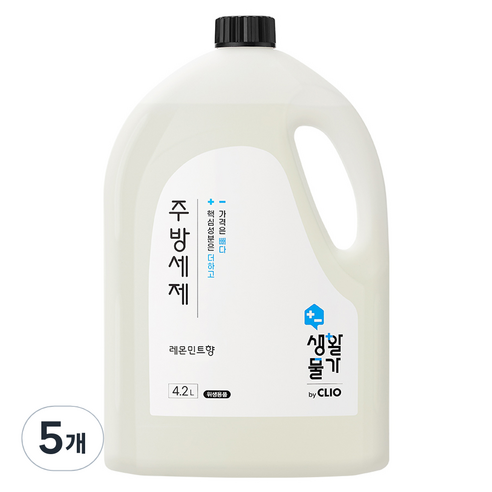 크리오 생활물가 주방세제 레몬민트향, 4.2L, 5개