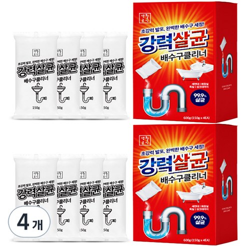 생활공식 강력 살균 배수구 클리너 4p, 600g, 4개