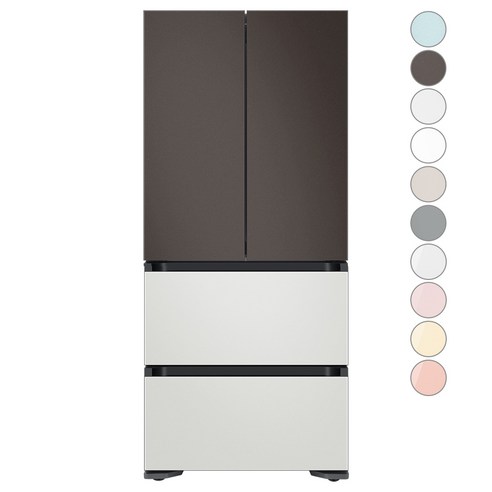 [색상선택형] 삼성전자 비스포크 김치플러스 프리스탠딩 4도어 냉장고 490L 방문설치, RQ49C9402AP, 코타 화이트
