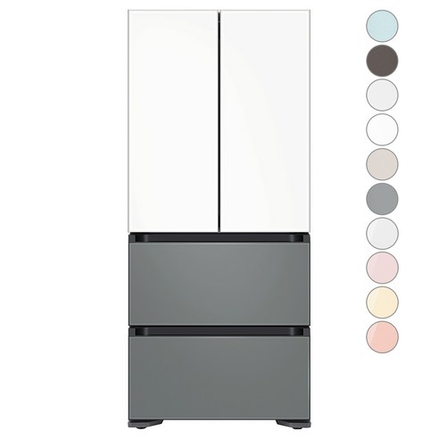 [색상선택형] 삼성전자 비스포크 김치플러스 프리스탠딩 4도어 냉장고 490L 방문설치, RQ49C9402AP, 새틴 그레이
