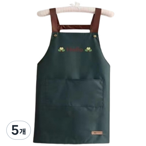 알파커머스 프리미엄 포켓 방수 앞치마, 그린, 5개